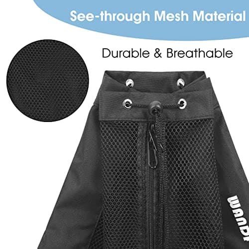 WANDF Swim Bag Mesh Drawstring Backpack Beach Backpack for Swimming, Gym, and Workout Gear(Black) — view 5