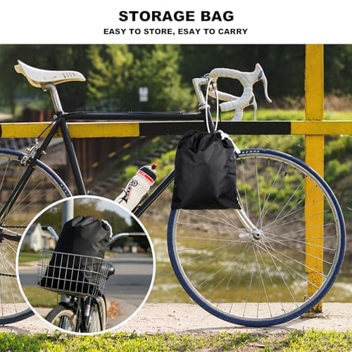 Favoto Bike Cover for 3 Bikes - 210T Waterproof Outdoor Bicycle Storage, Black Cover with Lock Hole, 2 Windproof Buckles & Storage Bag, UV Protection for Mountain & Road Bikes (220×120×110cm) — view 4