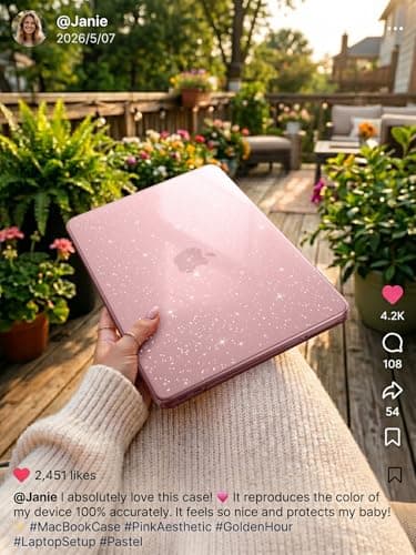 EooCoo for MacBook Neo Case 13 inch 2026 A18-Pro Glitter Crystal Pink — view 2