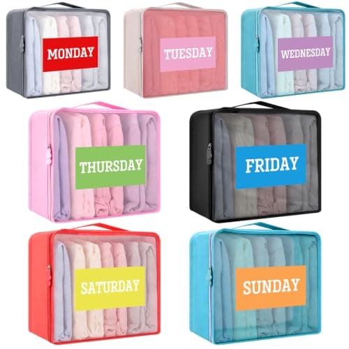 7 Pcs Packing Cubes for Travel Days of Week, 11.8 x 11.02 x 4.72"