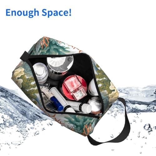 HSYOYO Travel Toiletry Bag for Women Men,Portable Hanging Toiletry Bag,Waterproof Dopp Kit Cosmetic Organizer,Large Capacity Shaving Bag Makeup Bag, Coral Sea, One Size — view 4