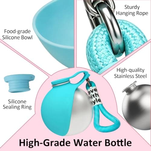 2-in-1 Portable Dog Water Bottle, 285ml Stainless Steel Pet Travel Bottle — view 5