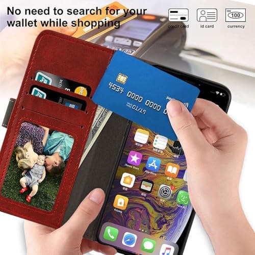 UOGNADGD Faux Leather Flip Case for ZTE Telstra 5G Hotspot 2 - Red — view 3