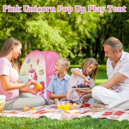 Pop Up Play Tent, Pop Up Tents for Kids, Unicorn Theme Playhouse, Foldable Kids Tent with Carry Bag, Indoor & Outdoor Play Tents for Boys Girls Toddlers (Unicorn) — view 2