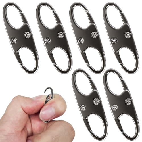 6 Pcs Zipper Clips, Anti Theft Deterrent Zipper Locks for Backpacks Small Zipper Pull Locks Zipper Lock Clips Double Opening Snap S Hooks Zippers Pull for Camping Traveling Outdoor (Iron Black)