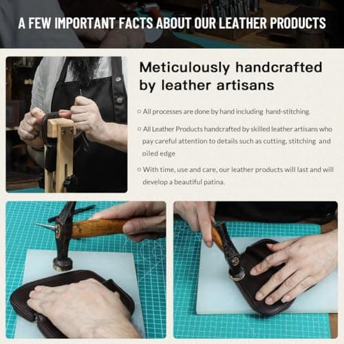 CONTACTS Handmade Leather Manicure Set Case, Empty Travel Nail Clipper Pouch for Men, Full Grain Leather Personal Tools Pouch with 7 Elastic Loops, Brown — view 5