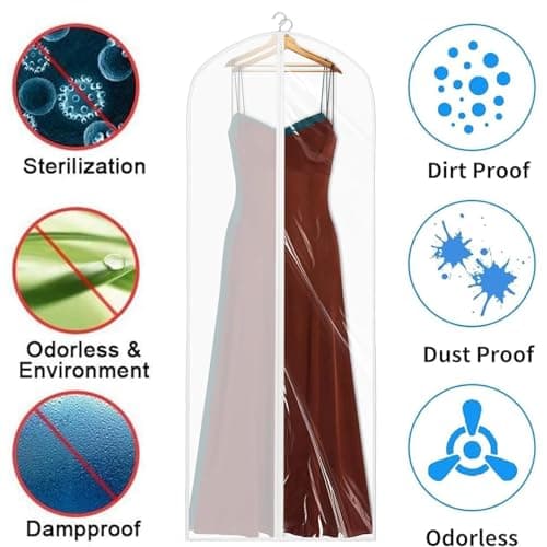 3 PCS Long Dress Garment Bags - Full Length Covers With Zip, Waterproof, Dustproof, Translucent — view 5