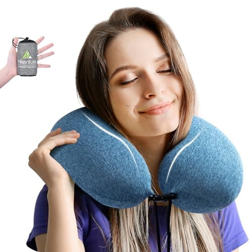 HIKENTURE Inflatable Neck Pillow, 3-Breath Travel Airplane Pillow, Blue — view 2