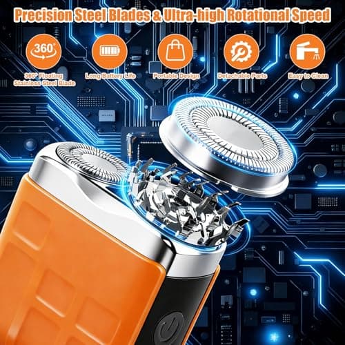 Mini Electric Shaver for Men,2026 Portable USB Rechargeable Double Head Shaver, Wet & Dry Mens Razors Electric Cordless Beard Trimmer for Home, Travel & Office Use — view 3