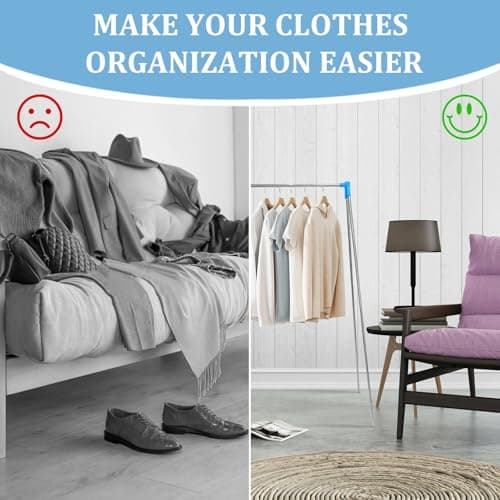 XIAONAN Portable Travel Garment Rack,13-28 Inch Compact Stainless Steel Foldable Clothes Drying Rack,Collapsible Clothing Rack for Camping,Travel,Hotel Room,Laundry Blue — view 6