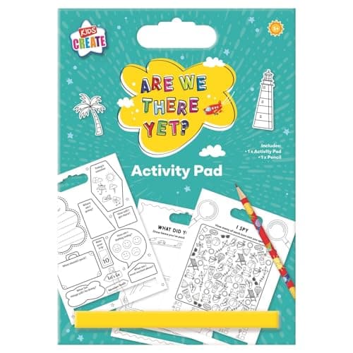 Travel Activity Pad for Kids A4 Puzzle Book with Pencil – are We There Yet Children’s Games Mazes Word Search Dot to Dot I Spy Travel Bingo - Car Journey Entertainment Holiday Activity Book