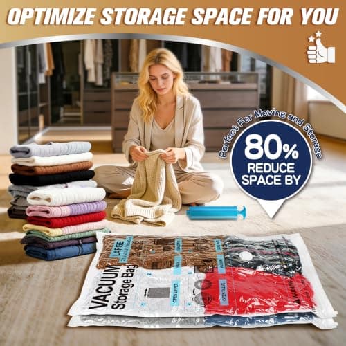 STORAGE MASTER Vacuum Storage Bags, Space Saver Bags 80% More Storage Space, With Hand Pump (12, Jumbo) — view 5