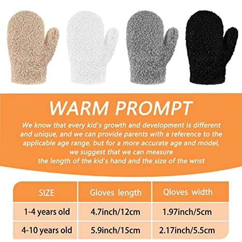 4 Pairs Kids Winter Mittens Soft Knit Gloves Set 4-10Y Earthy Tones — view 3