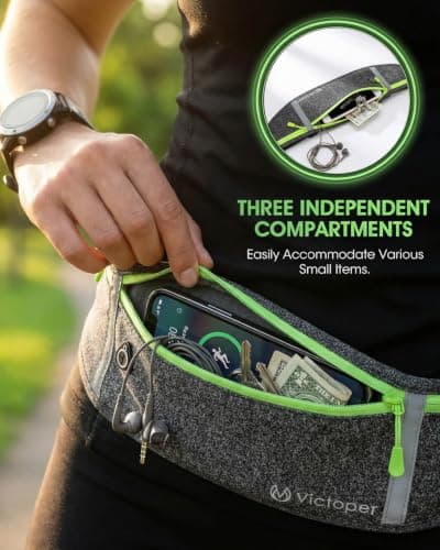 Victoper Running Belt, Running Belts for Women Men,Phone Holder for Running for iPhone 17 Pro Max/16/15 Pro,Running Waist Pack with Reflective Strip Headphone Hole for Running Workout Walking — view 4