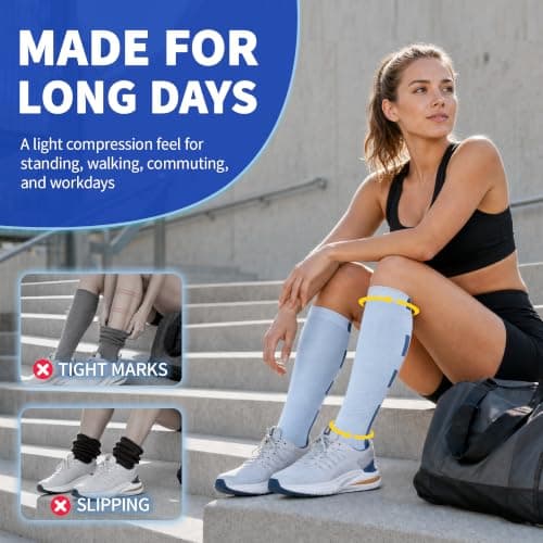 CAMBIVO Compression Socks for Women & Men, 15-20mmHg Flight Socks, 2 Pairs — view 3