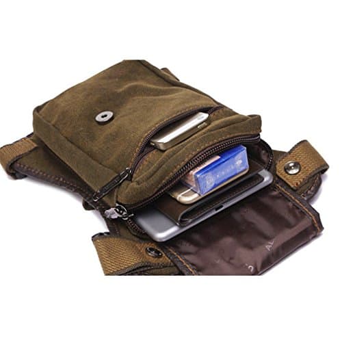 Xieben Canvas Drop Leg Bag for Men Women Motorcycle Bike Riding Cycling Multi-Purpose Thigh Waist Fanny Pack Travel Sports Fishing Hunting Hiking Camping Outdoors Coffee — view 6