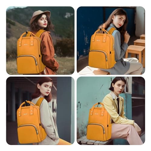 Z-MGKISS Travel Laptop Backpack for Women, Lightweight Casual Daypack, Rucksack Bag 15.6 Inch, Stylish Women Work Backpack for Travel Business College, Gifts for Ladies Teacher Nurse, Yellow — view 6