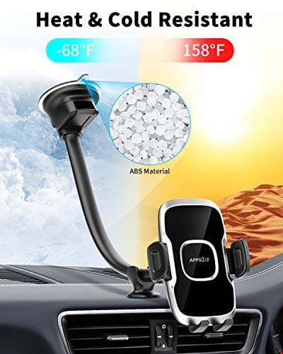 APPS2Car Windscreen Phone Holder - Flexible Goose-neck Arm, 13" - Compatible with 4-6.8" Phones - Suction Base Dashboard Holder for Van/Truck — view 3