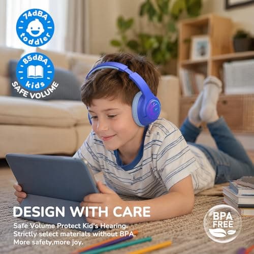 iClever BTH18 Kids Headphones Wireless with LED Lights 43H Playtime Travel — view 2