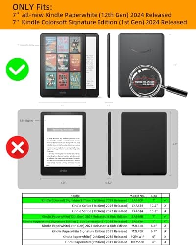 WALNEW Case for 7" Kindle Paperwhite 12th Generation 2024 and Kindle Colorsoft Signature Edition, Clear Soft TPU Back Protective Cover for 2024 Kindle Paperwhite (Natural Book) — view 2