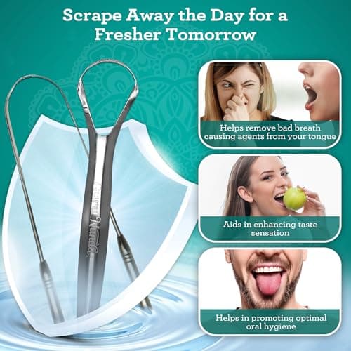 GuruNanda Tongue Scraper for Adults-Bad Breath Treatment, Gag Free, 2 ct — view 4