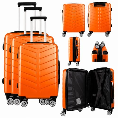 Set of 3 Pcs Luggage Hardshell Suitcase Light Weight, Orange