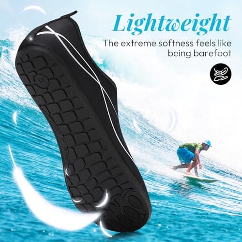 gitzing Water Beach Swim Shoes Women Breathable Sea Shoes Men Quick Dry Aqua Lightweight Barefoot for Surfing Running Driving Pool Yoga, Black 5 UK/38 EU — view 4