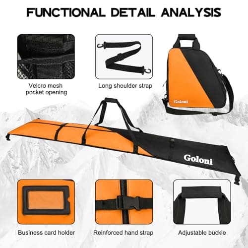 Goloni Ski Bag and Boot Bag Combo,Ski Bags for Air Travel,Water- resistant Snowboard Bag Fits for Skis Up to 180 CM and Boots Up To Size US13 — view 3