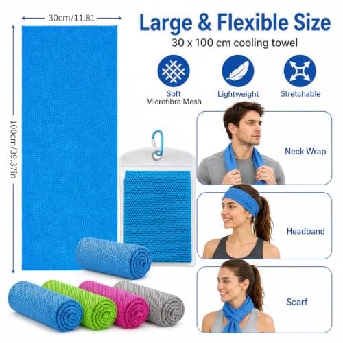 Aonuy 4 Pack Cooling Towels (40"x12"), Cooling Towels for Neck,Cool Towel, Cool Down Towel,UV Protection Soft Breathable for Golf,Sport,Running,Gym,Camping,Fitness,Workout & More Activities — view 2