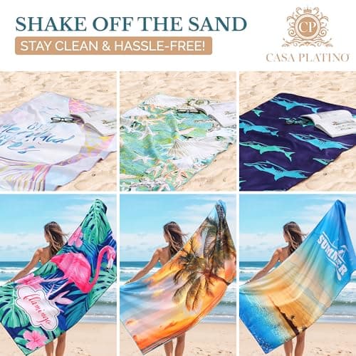 Casa Platino Beach Towels 6-Pack Extra Large – 32"x71" Sand-Free, Quick-Dry & Lightweight – Double-Sided Printed Pool, Swim & Travel Towels for Adults, Kids, Camping & Beach Essentials – Henley — view 2