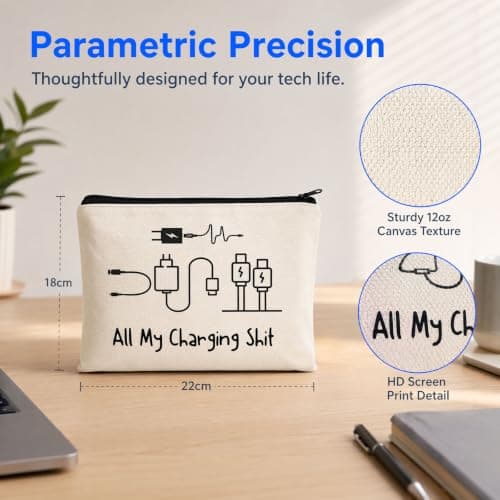 Dooaqiin Essentials 2 Pack Funny Travel Pouches - Medicine Bag and All My Charging Cable Bag - Humorous Holiday Accessories and Luggage Organiser, Tech Gadgets Travel Gifts for Women Men — view 4