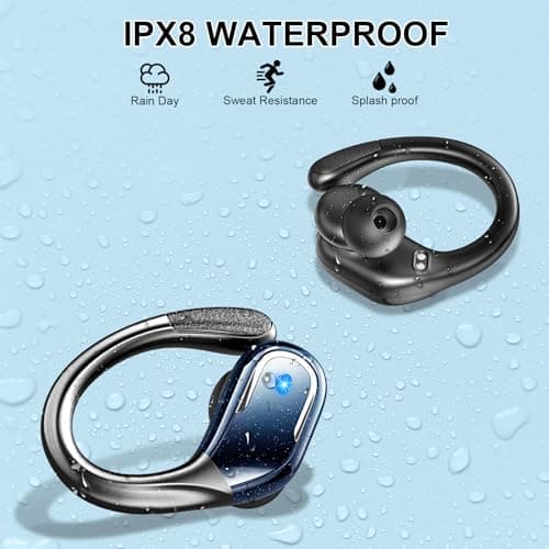 Ltinist Wireless Earbuds, Bluetooth 5.4 Headphones Sport 75H Stereo, Black — view 6
