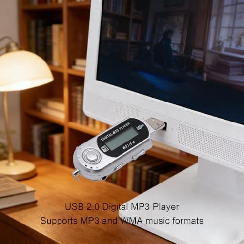 Vikye Portable USB MP3 Player, MP3 WMA Music Player with LCD Screen and 20 Hours Playback, Supports 32GB Memory Card, for Travel and Home Use (Silver) — view 3