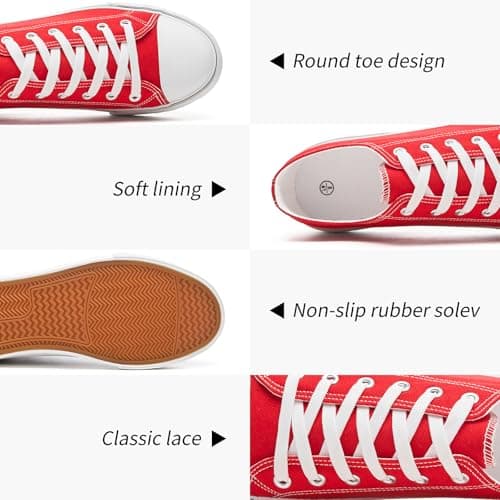 yageyan Men Canvas Low top Shoes Classic Casual Sneakers Black and White Fashion Shoes, Red, 12 — view 4