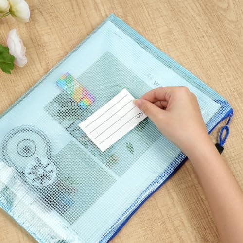Vicloon Plastic Wallets, 15Pcs A3 A4 A5 Folders Wallets, Zip Lock Bags Mesh Document Wallet Plastic Document Wallets Folder with Label Pocket for School Office Homework Travel Storage Bags (Multi) — view 4