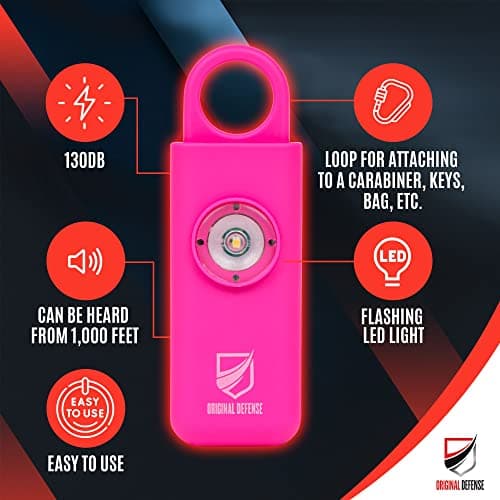 Original Defense® Siren Self-Defense Alarm (Magenta) - 130 dB Keychain Alarm with LED Strobe Light for Women, Children, and Elderly - Police Recommended — view 2