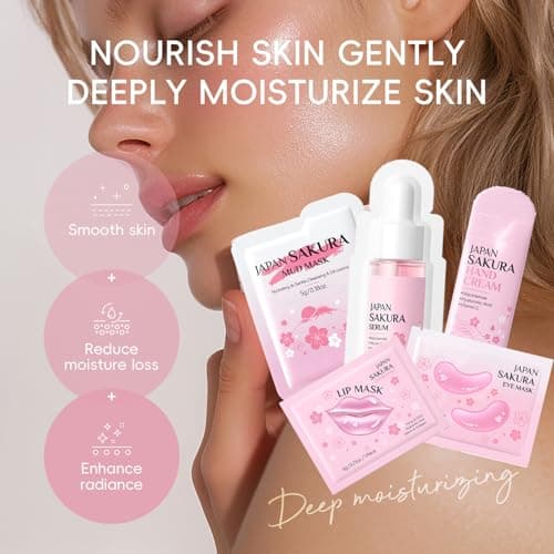 Sakura Face Mask Set 40PCS - Sakura Skincare Gift Set - Cherry Blossom Face Mask Hamper with Sheet, Mud, Sleeping,Lip & Eye Masks - Ultimate Pamper Beauty Bag for Women & Teenage Girls — view 2