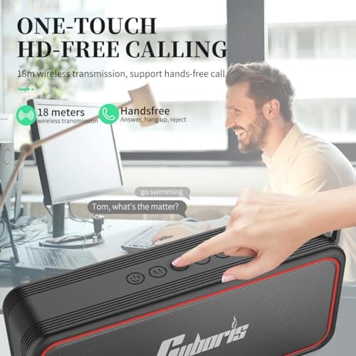 CYBORIS Powerful 20W Bluetooth Speaker IPX7 Waterproof Portable Wireless Speakers, HiFi Loud Deep Bass Stereo Sound,BT5.3, Dual Pairing, 24H Playtime, for Home, Outdoor, Travel, Party (Black Red) — view 6
