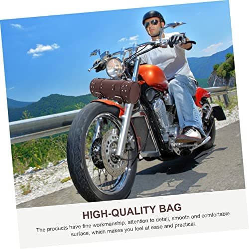 HOLIDYOYO Motorbike Tool Bag Large Capacity PU Leather Side Pouch Brown — view 3