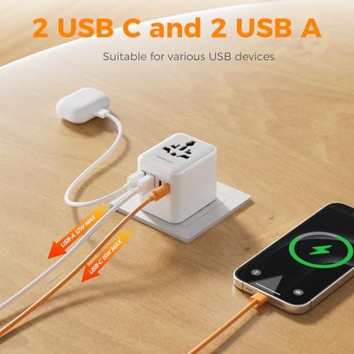 TESSAN Universal Travel Adapter Worldwide with 2 USB C and 2 USB A Ports — view 5