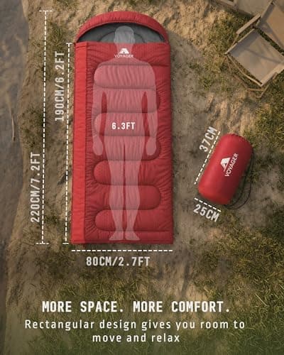 Voyager Sleeping Bag for Adults – Lightweight & Compact, Waterproof, 3-4 Season Warm & Cold Weather, Machine Washable, Ideal for Camping, Hiking & Backpacking, 220x30x80cm — view 4