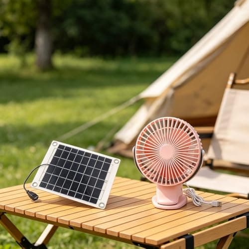 Portable Solar Fan 5 V with Clip and App Monitoring, Solar Fan, 17.5 x 21.5 cm, ABS Weatherproof for Camping, App-Controlled Solar Fan with Real-time Energy Monitor, Small (Solar Panel) — view 6