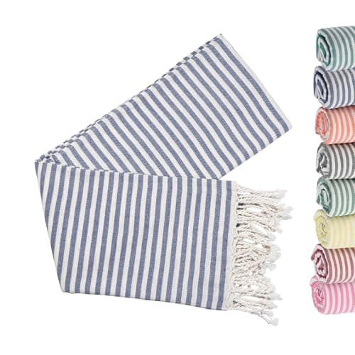 Volope Turkish Beach Towels Sand Free Travel Beach Towel, Oversized 39×71 Striped Bath and Swim Blanket, 100% Cotton, Fast Dry