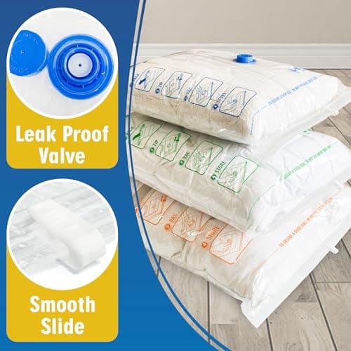 STORAGE MASTER Space Saver Bags for Travel and Home Reusable Vacuum Storage Bags Save 80% More Storage Space Work with Vacuum Cleaner (9 Combo, No Pump Included) — view 3