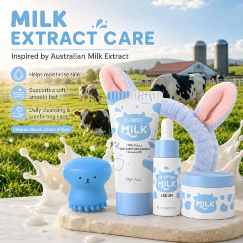 Milk Skin Care Sets & Kits, Cleanser, Serum, Cream & Tools, Gift Set, 5PCS — view 6