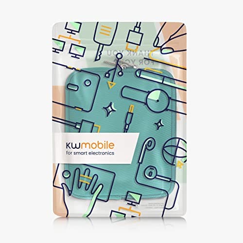 kwmobile Neoprene e-Reader Pouch Size 6,8-7" eReader - Universal eBook Sleeve Case with Zipper - Petrol — view 6