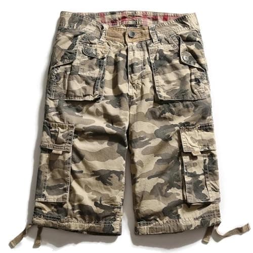 YUECIBAI Sports Running Shorts For Men Summer Shorts Fashion Camouflage Multi-Pocket Army Casual Shorts 36 Grey — view 2