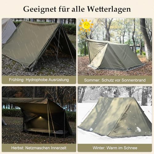 TOMOUNT Solo Tent Cotton 1 Person Minilite Shelter Tent with Inner Tent and Oven Hole for Tent Stove 4 Seasons Camping Tent for Outdoor, Camping, Hiking, Trekking — view 4