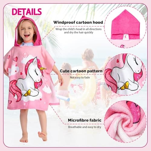 NIFTYY Kids Beach Towel – Super Soft & Quick Dry Children’s Sandproof Towel, Lightweight Highly Absorbent for Pool, Swimming, Bath, Travel, Ideal for Toddlers, Boys & Girls (Unicorn Pink) — view 3