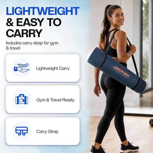 Bionix Yoga Mat Women, Pilates Exercise Workout Home Gym Mat - Printed Blue — view 6